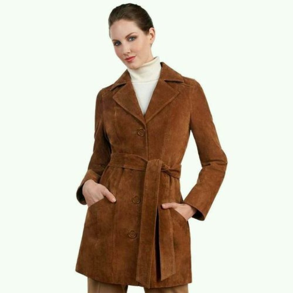 Dennis Basso Washable Suede Trenchcoat